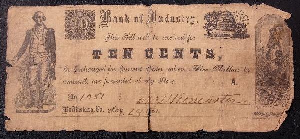 1865 .10 Bank Note Hand Dated & Signed PM1580: 1865 .10 Bank Note Hand Dated & Signed PM1580 - Nice Vintage Paper Currency. 9D52GG. Good color. Bill shows aging - folds, tears etc. Check scans. Great eye appeal and detail! - Thank you for viewing 