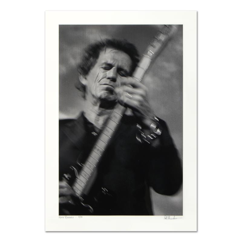 Keith Richards by Shanahan, Rob: "Keith Richards" is a limited edition giclee on paper, numbered and hand signed by acclaimed music industry photographer Rob Shanahan. Includes Certificate of Authenticity. Measures approximately 14" 