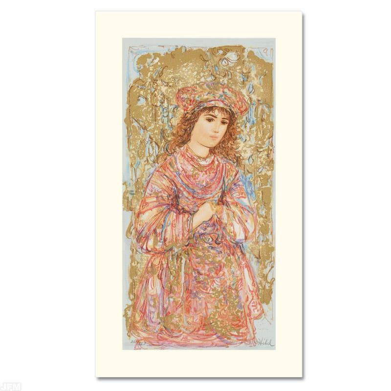 Book of Hours I by Hibel (1917-2014): Wild lines and muted colors make Edna Hibel's art stand out in any room. "Book of Hours I" is a limited edition serigraph on paper, numbered and hand signed by Hibel (1917-2014). Includes Certificate 