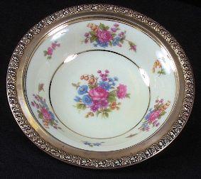 Antique Bavarian Small Porcelain & Sterling Bowl: Antique Bavarian Small Porcelain & Sterling Bowl - Tirschenreuth German Small Porcelain Beautiful Bowl. 3A03W4. - Thank you for viewing this lot. We are always adding new inventory and new auctions, s