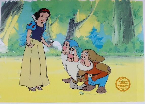 Snow White - Limited Edition Disney Serigraph Cel: Snow White - Limited Edition Disney Serigraph Cel - Fine Art Walt Disney Serigraph Cel - UA52WP - An animated film is comprised of thousands of individual hand-pained cels, which, photographed, one af