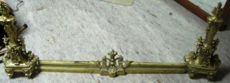 Brass Andirons - 37SB: Brass Andirons - 37SB - SB LOT 0P154F - Brass Andirons - A pair of horizontal Andirons - without the iron bars, but with the cross guard. The oldest of fireplace furnishings, andirons were used widely