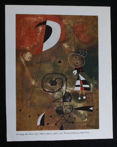 Joan Miro - Signed Book Page - Personage and Moon: Joan Miro - Signed Book Page - Personage and Moon - Excellent hand-signed book page from Joan Miro. Includes Certificate of Authenticity. UF531RR. Measures approx. 7 by 8 1/2". - Thank you for viewing