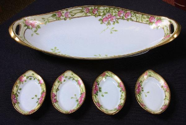 Vintage Nippon 5 pc. Porcelain Celery Dish & Salt : Vintage Nippon 5 pc. Porcelain Celery Dish & Salt Bowls - Awesome Condition. KW3669 - A rare find. Great Color. - Thank you for viewing this lot. We are always adding new inventory and new auctions, s