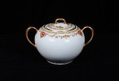 Antique Limoges France Sugar Deco Roses Gold NR ED317: Antique Limoges France Sugar Deco Roses Gold NR ED317 Excellent Vintage Condition! SB13ER. Limoges, Balleroy H, mark 1 in green. Factory Mark 1908-1930's. Decorated in the design called Loretta, made 