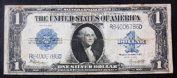 1923 Large Washington $1.00 Silver Cert. PM1578: 1923 Large Washington $1.00 Silver Cert. PM1578 Nice Vintage Paper Currency. 9D12GG. Good color. Bill shows aging - folds, tears etc. Check scans. Great eye appeal and detail! - Thank you for viewing 