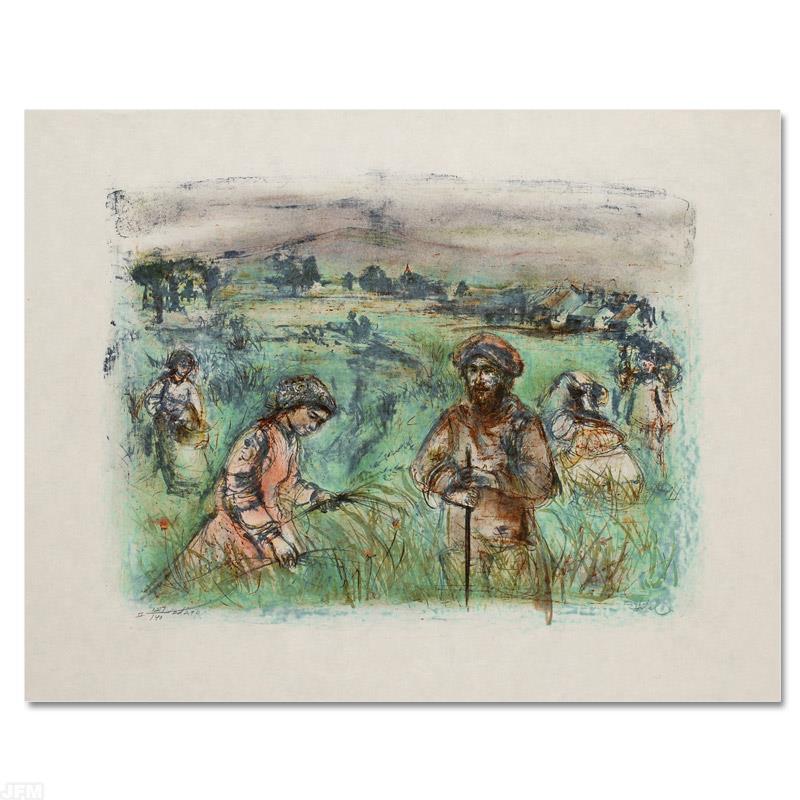 Fields Near Chartres by Hibel (1917-2014): "Fields Near Chartres" is a limited edition lithograph on paper, numbered and hand signed by Edna Hibel (1917-2014). Includes Certificate of Authenticity! Measures approx. 30" x 22" (with border), 21"