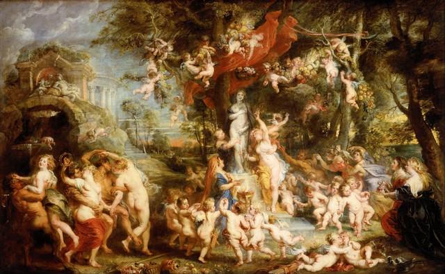 Sir Peter Paul Rubens - The Feast of Venus: Artist: Sir Peter Paul Rubens - Title: The Feast of Venus - Medium: Fine Art Reproduction Giclee on Canvas - Image Size: Approximately 12.5 inches x 20 inches - Unframed on Unstretched Canvas - Biogra