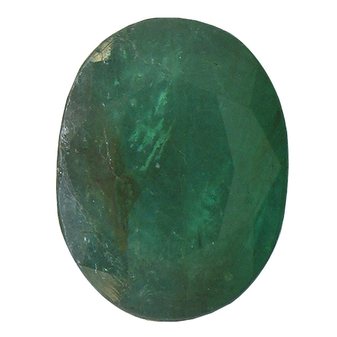3.85 ctw Oval Emerald Parcel: One oval mixed cut natural emerald exact weight 3.85ct., clarity is heavily included, type III, medium dark, very slightly grayish, very slightly bluish green color, (GIA vslbG 6/3), cut is good. West