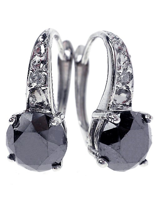 14KT White Gold Black & White Diamond Earrings. A821: 14KT White Gold Black & White Diamond Earrings. A821 Excellent Condition! One pair 14KT White Gold Cast & Assembled Black & White Diamond Earrings. Condition is new, good workmanship. Hinged with snap