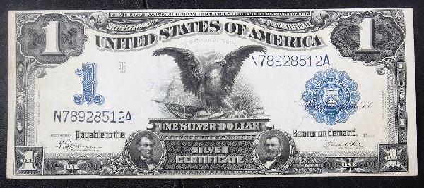 1899 Large Lincoln/Grant $1 Silver Cert. PM1579: 1899 Large Lincoln/Grant $1 Silver Cert. PM1579 Nice Vintage Paper Currency. 9D521GG. Good color. Bill shows aging - folds, tears etc. Check scans. Great eye appeal and detail! - Thank you for viewing