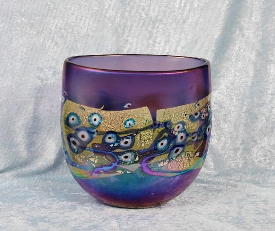 New Flat Crucible Mosaic MOFLC Robert Held Art Glass ED: New Flat Crucible Mosaic MOFLC Robert Held Art Glass ED310 Excellent Condition! SB933ER. Brand new flat crucible mosaic vase. MOFLC Robert Held signed Art Glass Vase measuring approximately 8 1/2 tall