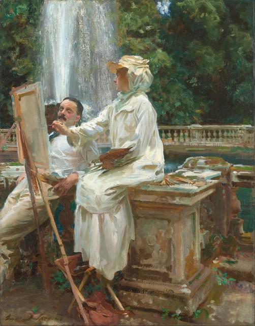 Sargent - The Fountain in Villa Torlonia Italy: Artist: John Singer Sargent - Title: The Fountain in Villa Torlonia Italy - Medium: Fine Art Giclee on Canvas - Image Size: Approximately 20 inches x 15.75 inches - Framed: Unframed on Unstretched Can