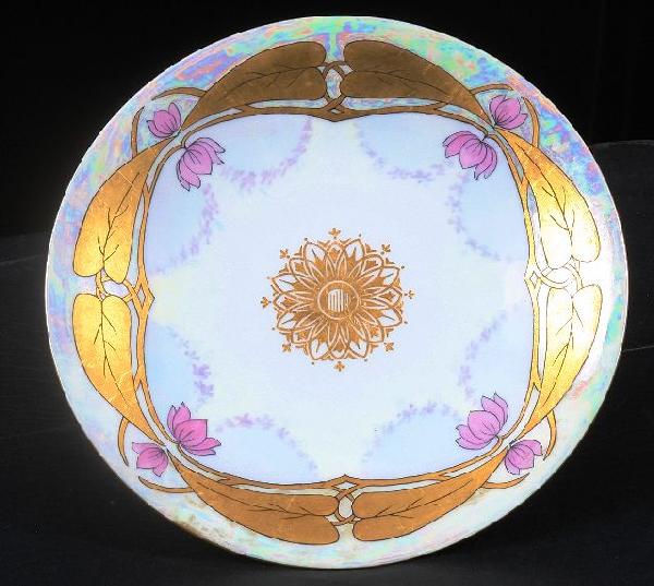Antique Limoges J.P.L. J.Pouyat Art Deco Plate Hand Pai: "Antique Limoges J.P.L. J.Pouyat Art Deco Plate Hand Painted & Signed ED173 Excellent Vintage Condition! CP34IA. Beautiful antique Limoges J.P.L. Art Deco serving plate c.1913. This plate is almost 10