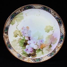 Large 10" Antique Nippon Grape Charger Plate Grape Brde: Large 10 Antique Nippon Grape Charger Plate Grape Brder ED321 Excellent Vintage Condition! TR101PE. Wonderful early 1900's Nippon Charger plate. Fine porcelain with hand painted grapes, rich raised go