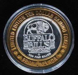 Limited Edition $10 Gaming Token from the Buffalo Bills: Limited Edition $10 Gaming Token from the Buffalo Bills Buffalo Bill" Cody Primm, Nevada GT14. This Gaming Token is listed in AS-IS condition. PT01YH Limited Edition $10 Gaming Token from the Buffalo 