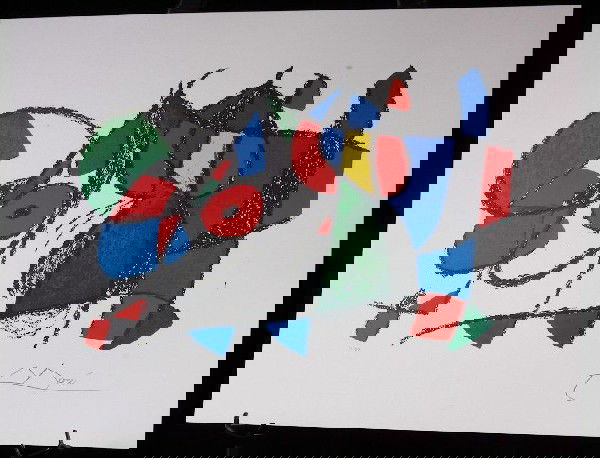 Joan Miro - Volume II - Lithograph VIII - Print: Joan Miro - Volume II - Lithograph VIII - Print - Excellent Facsimile Signed Print from Joan Miro. AE9G7. Serial Numbered /500. Measures 25x18". Great Condition! - Thank you for viewing this lot. We a