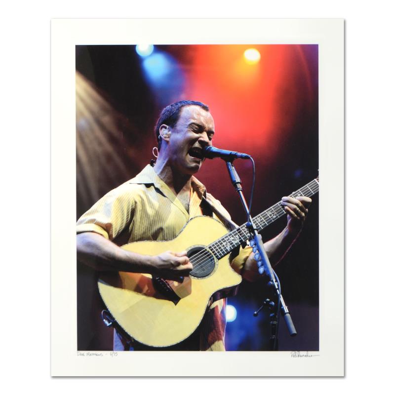 Dave Matthews by Shanahan, Rob: "Dave Matthews" is a limited edition giclee on paper, numbered and hand signed by acclaimed music industry photographer Rob Shanahan. Includes Certificate of Authenticity. Measures approximately 15.5"