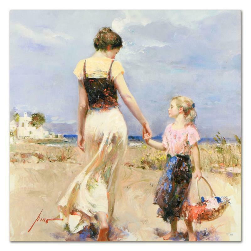 Lets Go Home by Pino (1939-2010): "Lets Go Home" is a limited edition giclee on stretched canvas that has been hand-embellished by Pino himself, Numbered and Hand signed by Pino (1939-2010). Includes Certificate of Authenticity. Measu
