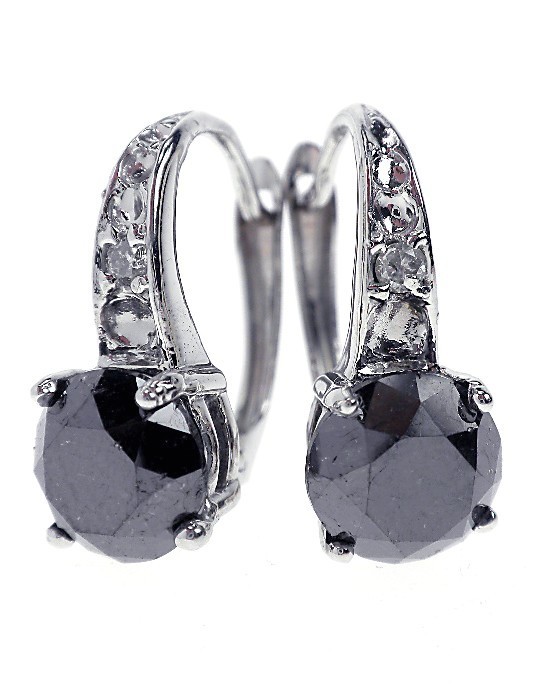 14KT White Gold Black & White Diamond Earrings. A823: 14KT White Gold Black & White Diamond Earrings. A823 Excellent Condition! One pair 14KT White Gold Cast & Assembled Black & White Diamond Earrings. Condition is new, good workmanship. Hinged with snap