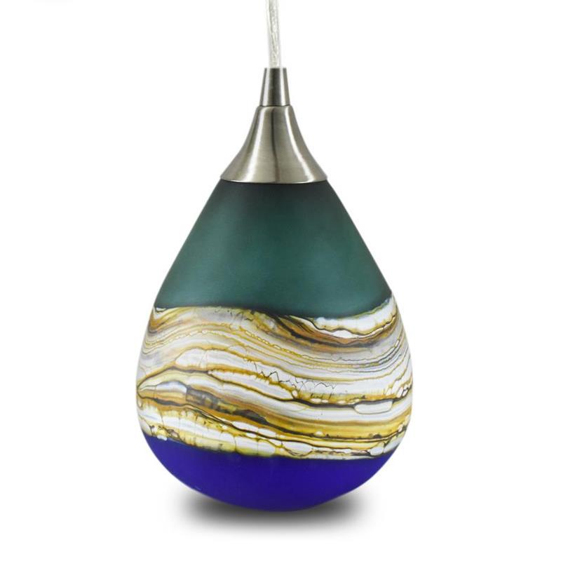 Strata Series Hanging Teardrop Lamp by GartnerBlade: This is a hand blown glass "Strata Series Hanging Teardrop Lamp" sculpture, hand signed by GartnerBlade Glass. This lamp includes a brushed nickel pendant hardware. Light bulb not included. Measures a