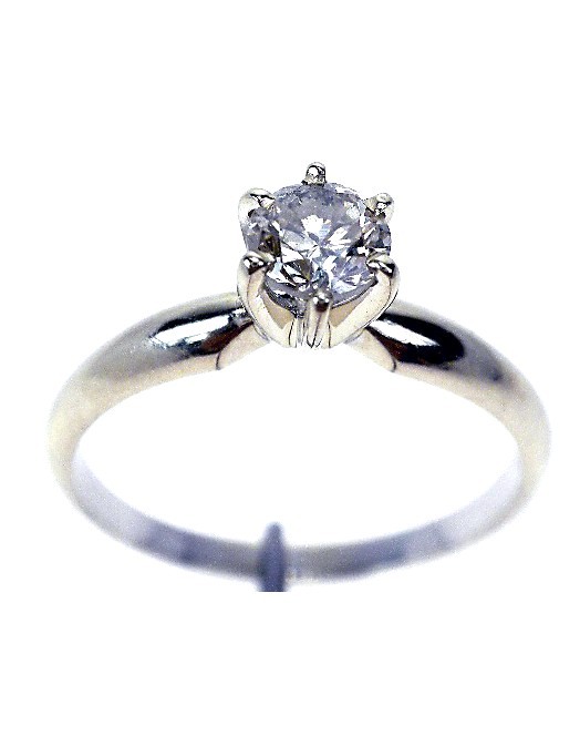 14KT White Gold Diamond Solitaire Ring 0.40ct. A1441: 14KT White Gold Diamond Solitaire Ring 0.40ct. A1441. Excellent Condition! One electronically tested 14KT white gold ladies cast diamond solitaire ring. Good workmanship. Bright polish finish. Identif