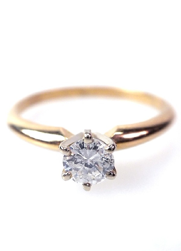 14KT Yellow Gold Diamond Solitaire Ring 0.30ct. A1491: 14KT Yellow Gold Diamond Solitaire Ring 0.30ct. A1491. Excellent Condition! One electronically tested 14KT yellow gold ladies cast diamond solitaire ring. Good workmanship. Bright polish finish. Ident