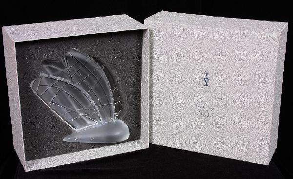 $1,350 Lalique Crystal RARE Sculpture. ED459: "$1,350 Lalique Crystal RARE Sculpture. ED459. Excellent Condition! BG162CD. Commissioned by Lalique, Javier Mariscal's take on the sailing world expressed in crystal commemorative 32nd Annual America