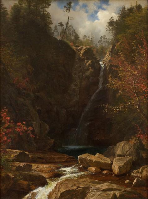 Bierstadt - Glen Ellis Falls: Artist: Albert Bierstadt - Title: Glen Ellis Falls - Medium: Fine Art Giclee on Canvas - Image Size: Approximately 20 inches x 15 inches - Framed: Unframed on Unstretched Canvas - Biography: Bierstadt