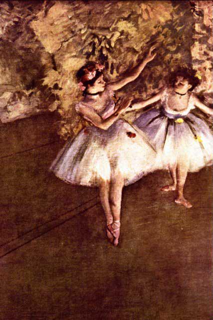 Edgar Degas - Young Dancers: Artist: Degas - Title: Young Dancers - Medium: Fine Art Reproduction Giclee on Archival Canvas - Image Size: Approximately 20 inches x 13.25 inches - Framed: Unframed on Unstretched Canvas - Edgar Deg