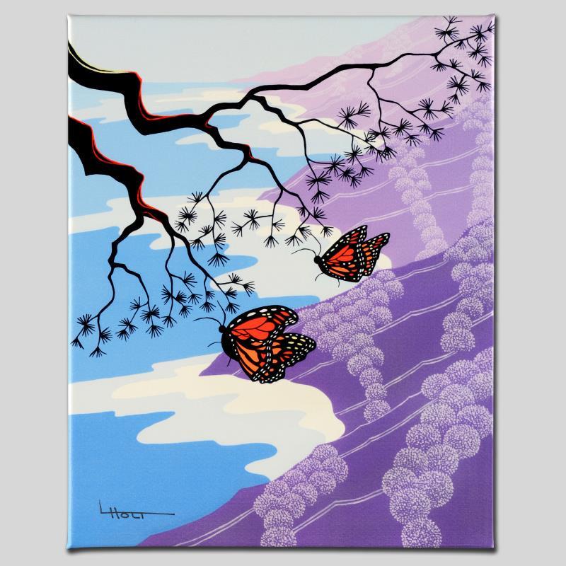 Monarchs by Holt, Larissa: Larissa Holt, a student of distinguished artist Eyvind Earle(1916-2000), uses bold colors and breathtaking scenery to create images of Nature in her own unique style. "Monarchs" is a limited edition g