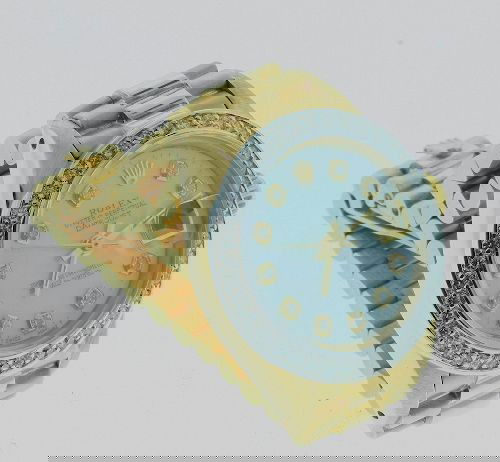 Ladies 18KTY Rolex Gold President DateJust Watch W30: "Ladies 18KTY Rolex Gold President DateJust Watch W30 Great Condition - .50 ct diamonds, 64.21 gm, Full Appraisal Letter from AIG. Appraised at $22,880.00. - Thank you for viewing this lot. We are alw