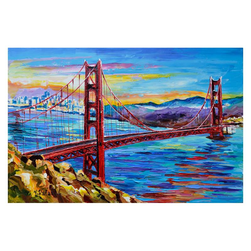 What a View by Rafael Original: "What a View" is an original painting, acrylic on stretched canvas, by Yana Rafael. Hand signed by the artist, this piece is accompanied by certificate of authenticity and measures approximately 24" x
