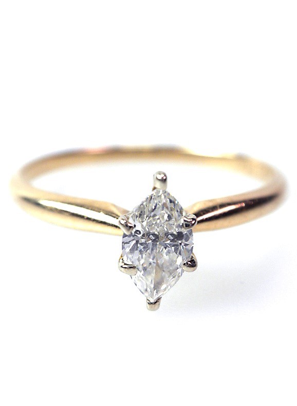 14KT Yellow Gold Diamond Solitaire Ring 0.35ct. A1490: "14KT Yellow Gold Diamond Solitaire Ring 0.35ct. A1490. Excellent Condition! One electronically tested 14KT yellow gold ladies cast diamond solitaire ring. Good workmanship. Bright polish finish. Iden