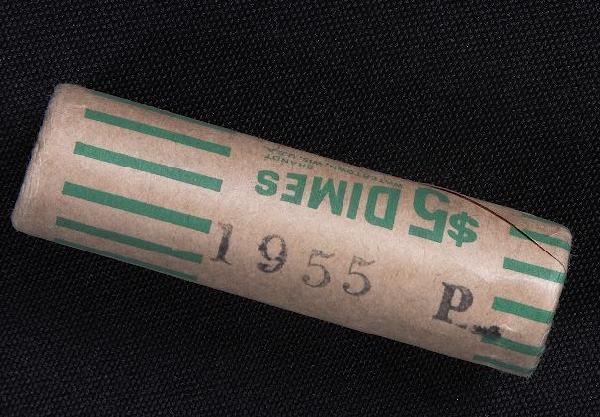 Unopened Original Wrapper Bank $5 Roll of 1955 Silver D: Unopened Original Wrapper Bank $5 Roll of 1955 Silver Dimes (50) K95 - As-Is Condition. 8A5795. Original bank wrapped. Coins seem have been untouched for about 55 years. - Thank you for viewing this a