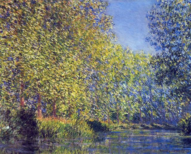 Claude Monet - A Bend in the Epte Giverny: Artist: Claude Monet - Title: A Bend in the Epte Giverny - Medium: Fine Art Reproduction Giclee on Canvas - Image Size: Approximately 25.75 inches x 32 inches - Unframed on Unstretched Canvas - Biogra