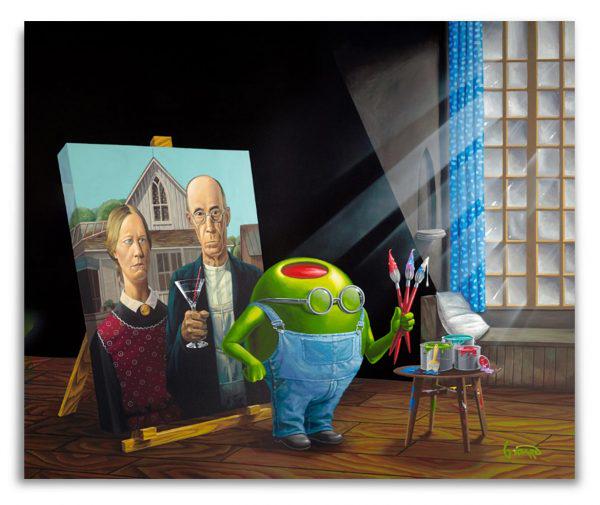 Gothic Martini by Michael Godard: Gothic Martini by Michael Godard. Unframed and stretched on Limited Edition enhanced canvas. Comes with certificate of Authenticity! Dimension (inches): 30x36