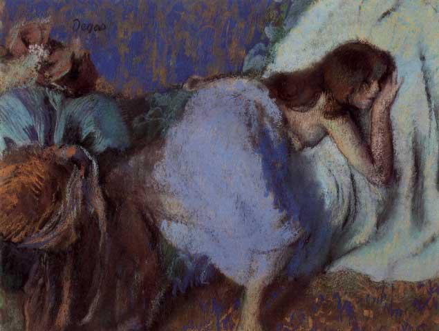 Edgar Degas - On The Bed: Artist: Degas - Title: On The Bed - Medium: Fine Art Reproduction Giclee on Archival Canvas - Image Size: Approximately 15 inches x 20 inches - Framed: Unframed on Unstretched Canvas - Edgar Degas was