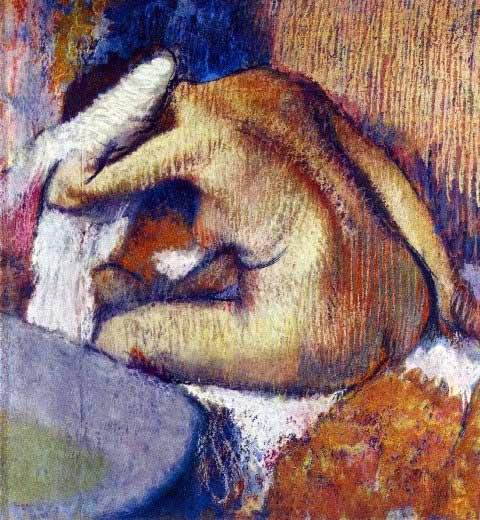Edgar Degas - Woman After Bath: Artist: Degas - Title: Woman After Bath - Medium: Fine Art Reproduction Giclee on Archival Canvas - Image Size: Approximately 20 inches x 18.5 inches - Framed: Unframed on Unstretched Canvas - Edgar D