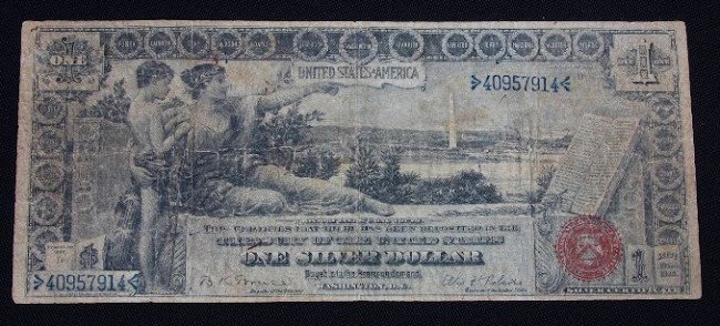 1896 One Silver Dollar Certificate PM156: "1896 One Silver Dollar Certificate PM156. As-Is Condition - R6041R5 Thank you for viewing this lot. We are always adding new inventory and new auctions, so check back often. We appreciate your busine
