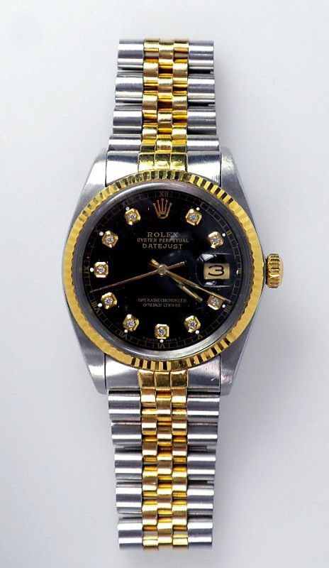 Gents Rolex Two-Tone DateJust Model Wristwatch. 97.39gm: "Gents Rolex Two-Tone DateJust Model Wristwatch. 97.39gm. A1299. Excellent Condition! LK1061BV. One gents, hand crafted & machine milled Rolex two-tone DateJust wristwatch electronically tested stainl