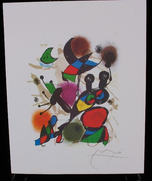 Joan Miro Lithographia II Print: "Joan Miro Lithographia II Print - As-Is Condition - Thank you for viewing this lot. We are always adding new inventory and new auctions, so check back often. We appreciate your business and support!