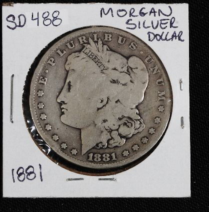 1881 Morgan Silver Dollar SD488: "1881 Morgan Silver Dollar SD488. As-Is Condition - Thank you for viewing this lot. We are always adding new inventory and new auctions, so check back often. We appreciate your business and support! E