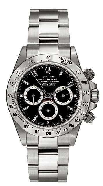Rolex Stainless Steel Daytona Cosmograph Wristwatch 139: "Rolex Stainless Steel Daytona Cosmograph Wristwatch 139.76gm A1706. Excellent Condition! KP1038RX. One gents, hand crafted & machine milled Rolex Stainless Steel Daytona Cosmograph wristwatch electro
