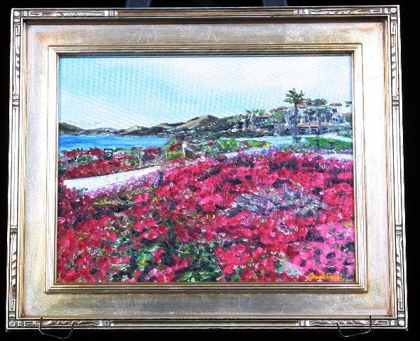 Jacob Brest Original Oil. ED387: "Jacob Brest Original Oil. ED387 Excellent Vintage Condition! MK67BI. Original oil on canvas by California Artist J. Brest, "Ocean Garden" The beautiful painting is professionally framed in the classi
