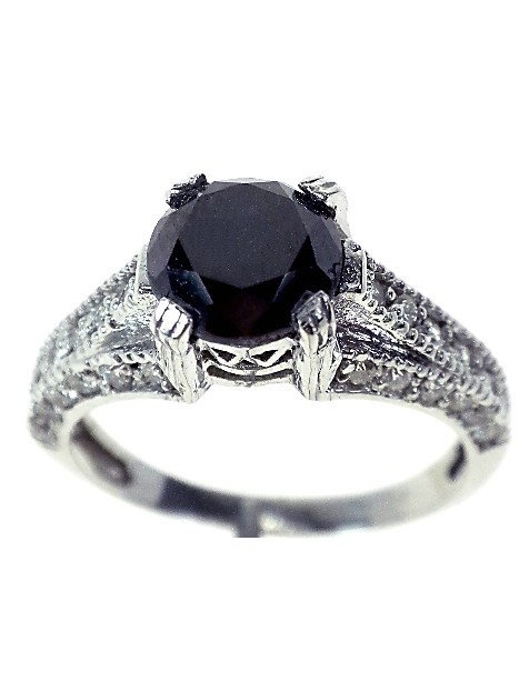 14KT White Gold Ladies Black & White Diamond Ring. 1.72: "14KT White Gold Ladies Black & White Diamond Ring. 1.72ct. A1326. Excellent Condition! One electronically tested 14KT yellow gold cast diamond cluster ring. The ring features a diamond pave cluster, 