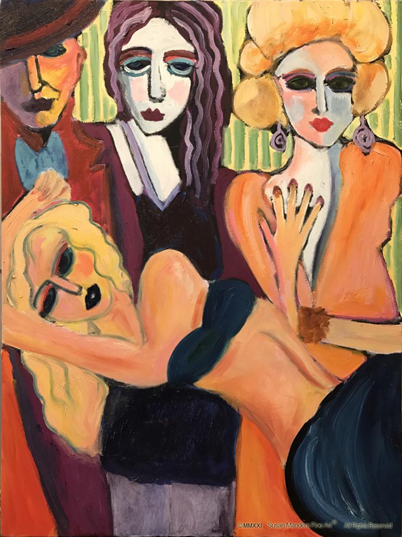 Susan Manders "Swoon": Capturing the feeling of overpowering love, Susan Manders "Swoon" is a 30 x 40" original oil on canvas. Manders works are represented in fine collections internationally & archived by the National Mus