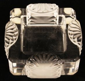 Large Vintage Art Deco Lalique Ashtray. ED477: "Large Vintage Art Deco Lalique Ashtray. ED477. Excellent Vintage Condition! YT921WS. This is a very large and heavy vintage Lalique Ashtray in the Art Deco Style. It is valued at $600.00. It has larg
