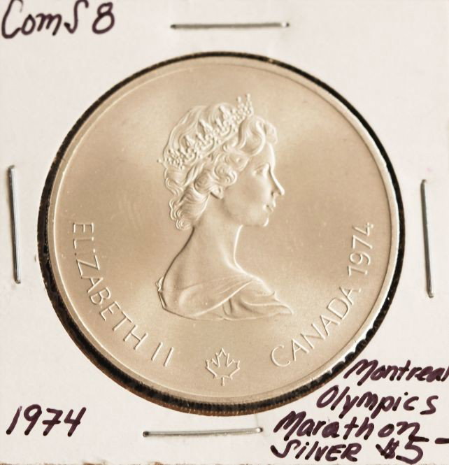 1974 Montreal Olympics Marathon $5 Silver Coin COM: "1974 Montreal Olympics Marathon $5 Silver Coin COMS8. As-Is Condition! BG61FD. 1974 Montreal Olympics Marathon $5 Silver Coin. 24.1 grams of Silver. Thank you for viewing this lot. We are always addi