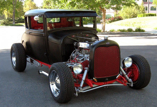 1929 Ford Model A Coupe Custom Hotrod!: "1929 Ford Coupe Custom chopped Hotrod! This Hotrod has been customized and equipped with the following: A Real Steel Body, Drop I-Beam Axle, 350 V8 Engine, Automatic Transmission with Floor Shifter, 